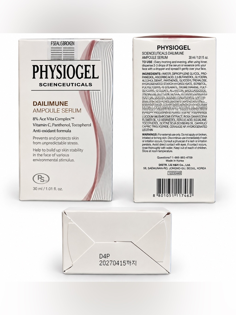 NEW PhysioGel Dailimune Ampoule Serum Vitamin C Panthenol 30ml K-Beauty